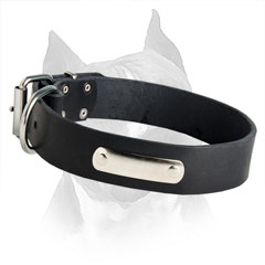 Amstaff Dog Collar With Steel Nickel Plated ID Tag