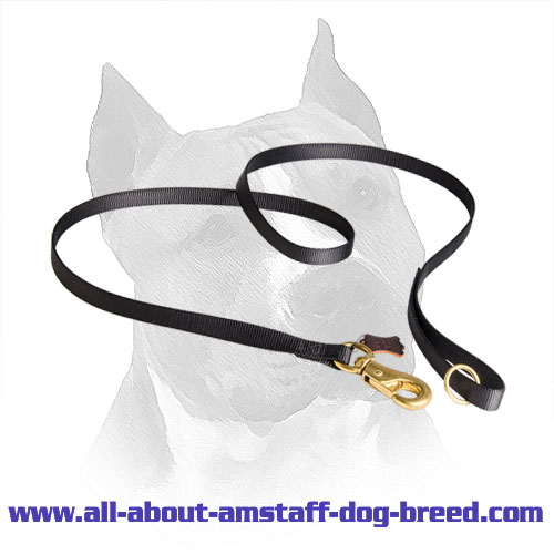 Amstaff Leash Nylon with Floating Ring for Additional Lead Attachment