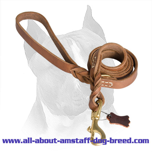 Amstaff Leash Leather with Rust-proof Snap Hook