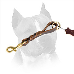 Leather Dog Leash for Amstaff Braided and Riveted