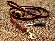 Leather dog leash for walking and tracking