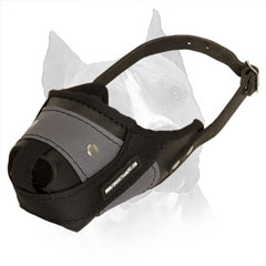 Amstaff Leather And Nylon Dog Muzzle For Successful Protection Training