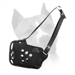 Amstaff Leather Muzzle with Steel Bar for Agitation  Training