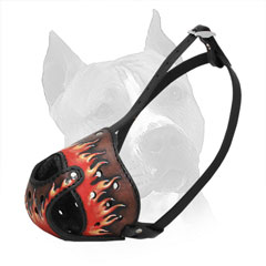 Amstaff Leather Muzzle with Steel Bar for Attack Training