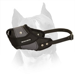 Nylon Dog Muzzle for Amstaff with Easily Adjustable Leather Strap