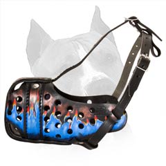 Perfect Durable Leather Amstaff Dog Muzzle With Stylish  Design