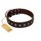 "Spring Flower" Stylish FDT Artisan Brown Leather Amstaff Collar for Comfy Walks