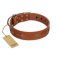 "Sweet Caramel" Designer FDT Artisan Tan Leather Amstaff Collar