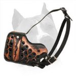 'Magma' Painted Leather American Staffordshire Terrier Muzzle