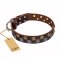 "Strong Shields" FDT Artisan leather Amstaff collar with stylish decorations