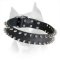 Amstaff Breed Leather 2 Rows Spiked Dog Collar