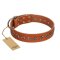 "Star Trek" FDT Artisan Tan Leather Amstaff Collar Decorated with Stars