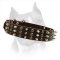 Amstaff Leather Dog Collar With Columns Of Spikes And Studs