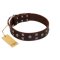 "Brown Shadow" Designer Handmade FDT Artisan Brown Leather Amstaff Collar