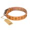 "Top-Flight" FDT Artisan Adorned Tan Leather Amstaff Collar