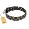 "Romantic Breeze" FDT Artisan Black Leather Amstaff Collar with Sparkling Circles