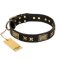 "Passion for Style and Beauty" FDT Artisan Decorated Black Leather Amstaff Collar