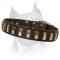 Ornament Dog Collar Made Of Leather For Amstaff