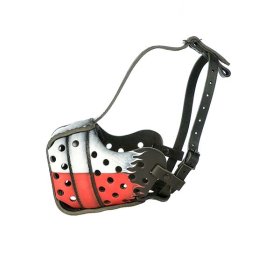 Stylish "Polish Flag" Handpainted Leather Dog Muzzle