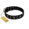 "Black Jack" Stylish Handmade FDT Artisan Black Leather Amstaff Collar