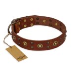 "Unfailing Charm" FDT Artisan Studded Tan Leather Amstaff Collar