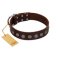 "Starry-Eyed" Best Quality FDT Artisan Brown Designer Leather Amstaff Collar with Small Plates
