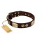 "Sense of Freedom" FDT Artisan Brown Leather Amstaff Collar with Old Bronze-Plated Studs and Plates