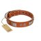 "Pawsy Glossy" FDT Artisan Exclusive Tan Leather Amstaff Collar 1 1/2 inch (40 mm) wide