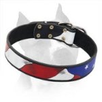 American Flag Leather Dog Collar for Amstaff Dog Breed