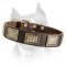 Luxurious Decorated Leather Dog Collar For Amstaff Dog Breed