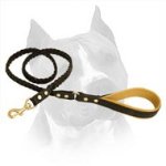 Handmade Braided Leather Dog Leash For Amstaff Dog Breed