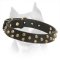 3 Rows Studded Leather Amstaff Collar