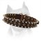 3 Rows Leather Spiked and Studded Amstaff Dog Collar