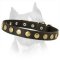 Leather Special Dog Collar With Circles For Amstaff Dog Breed