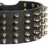 3 inch Spiked Leather Dog Collar for Amstaff