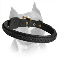 Handcrafted Leather Dog Collar With Braids