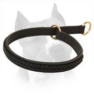 Gorgeous Wide 2 Ply Amstaff Breed Leather Choke Dog Collar