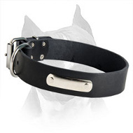 Leather Dog Collar With Id Tag For Your Amstaff Dog Breed