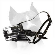 'No Mash' Leather And Wire Training Amstaff Dog Muzzle
