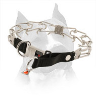 Stainless Steel Amstaff Prong Collar with Click Lock Buckle 1/8 inch (3.2 mm)