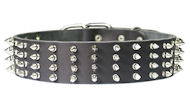 2 inch wide Leather Spiked Dog Collar for Amstaff