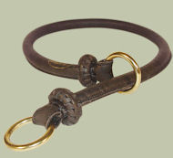 Round Leather Slip Collar-Rolled Choke Collar 1/2'' for Amstaff