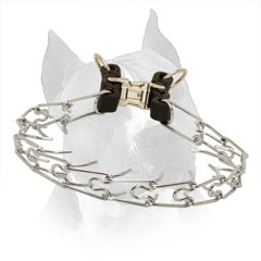 Steel Prong Collar For Amstaff With Leather Part