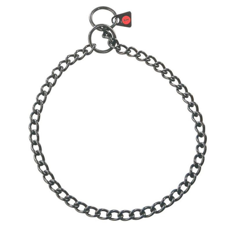 Black Stainless Steel Short Link Chain Collar with Round Chain - 2.5 mm
