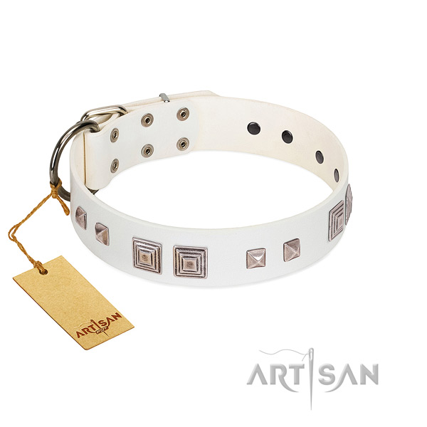 Comfortable wearing soft to touch leather dog collar
