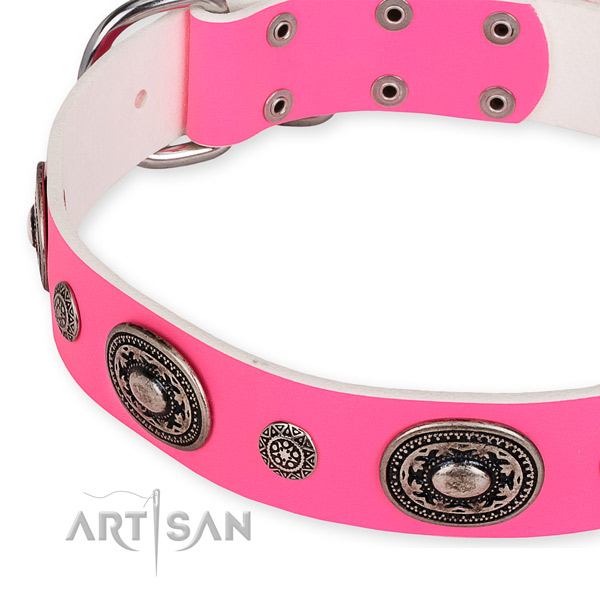 Durable full grain natural leather dog collar made for your attractive doggie