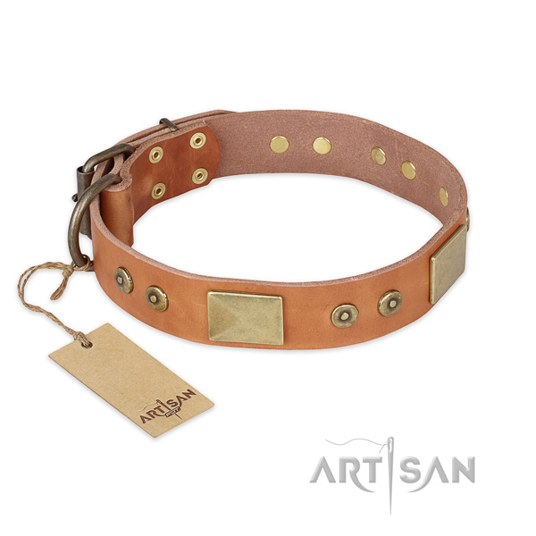 Inimitable full grain leather dog collar for daily walking