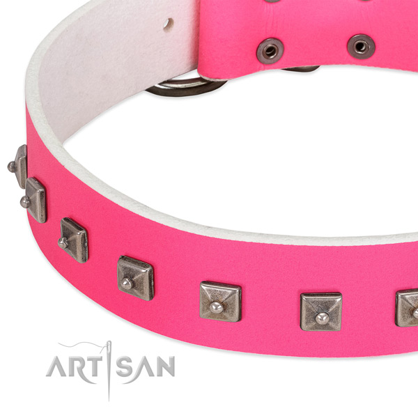 Best quality genuine leather dog collar with unique adornments