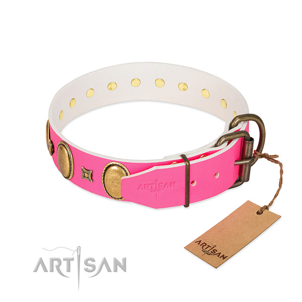 Gentle to touch full grain genuine leather collar made for your pet