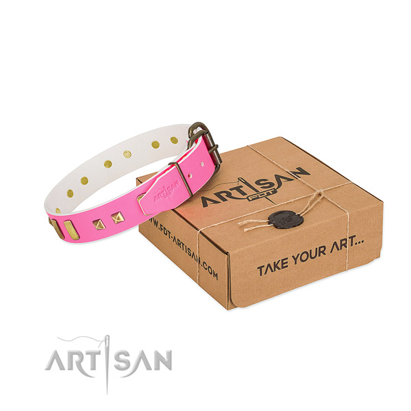 Rust-proof studs on comfortable wearing collar for your dog